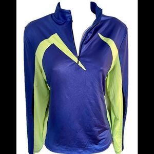 Jamie Sadock Golf Quarter Zip - S blue /green , polyester spandex